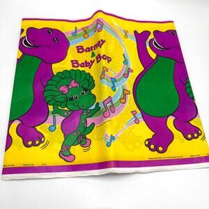 Vintage 90s Barney Baby Bop Paper Table Cover Birthday Party Decoration